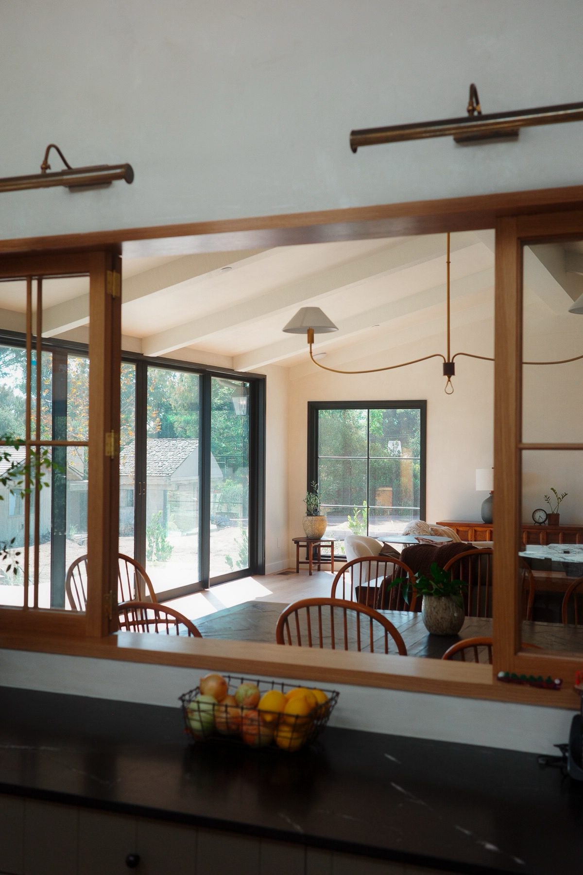 View through the Hope Ranch kitchen into the dining room